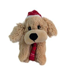 Walmart Christmas Puppy Dog Plush 7" Stuffed Animal Toy‎ Red Knit Scarf Hat